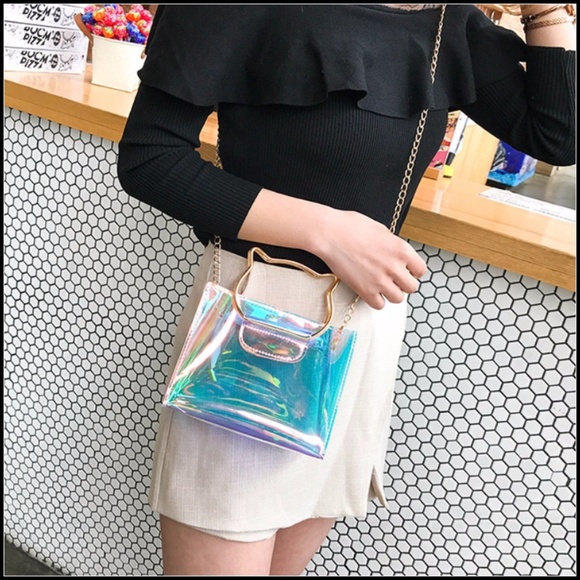 Handbags - NEW Cat Face Handle Holographic Crossbody